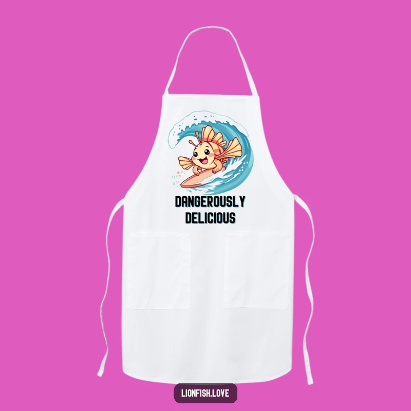 Funny Chef Apron: Lionfish Surf Wave Kitchen Fun