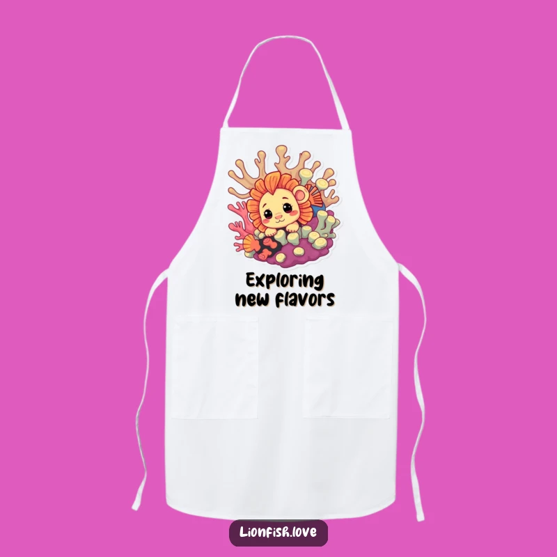 Funny Curious Lionfish Apron: Peek into Deliciousness, Super Funny Gift