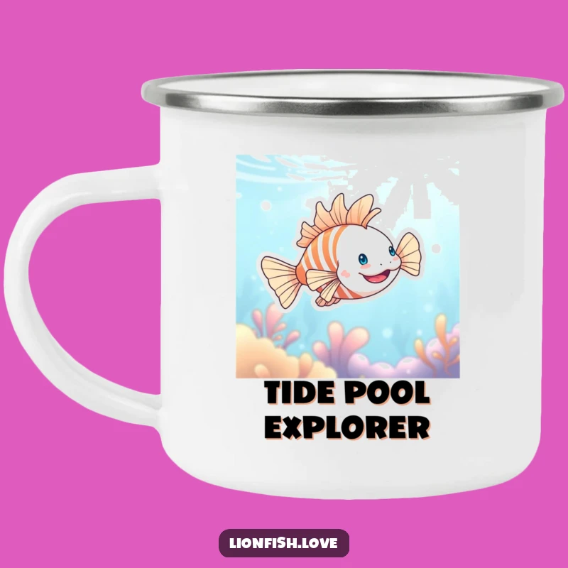 Funny Happy Lionfish Camping Mug: Adventure with Ocean Humor