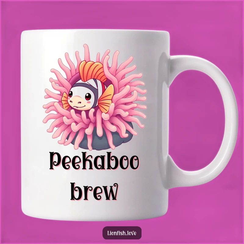 Funny Shy Lionfish Mug: Peek-a-Boo Ocean Humor Gift