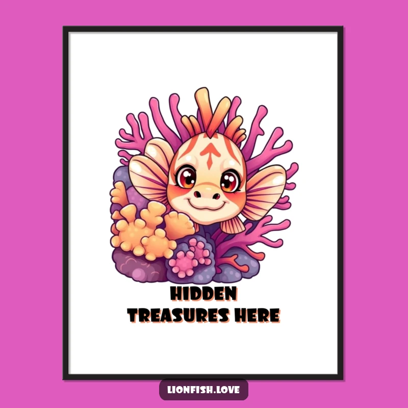 Funny Curious Lionfish Digital Art: Instant Underwater Wonder & Gift