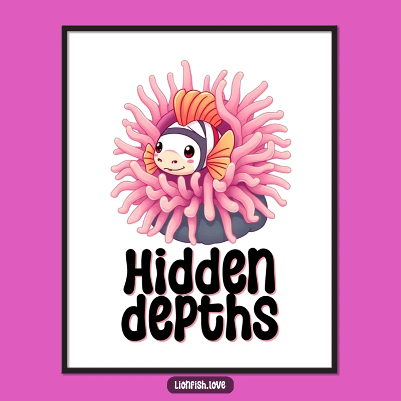 Funny Shy Lionfish Digital Art: Instant Whimsy and Ocean Charm