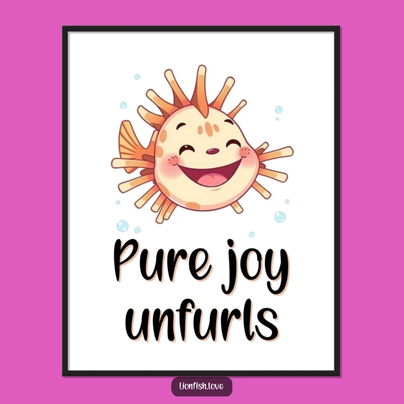 Funny Joyful Lionfish Digital Art: Instant Underwater Cheer & Gift