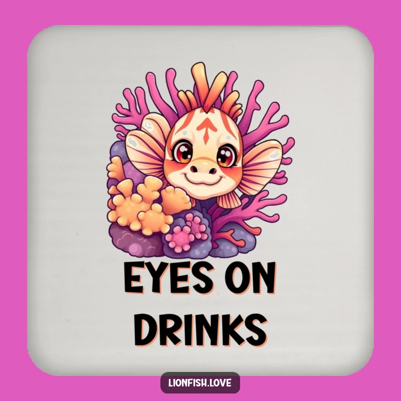 Funny Curious Lionfish Coaster: Protect Surfaces with Ocean Charm