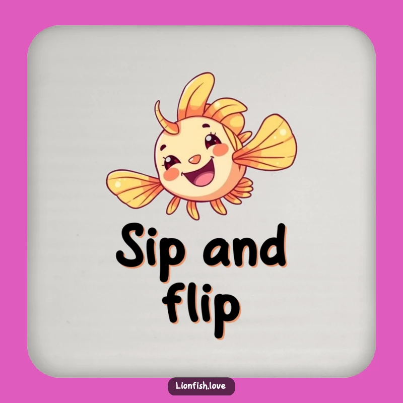 Funny Lionfish Flip Coaster Set: Protect Surfaces with Aquatic Fun