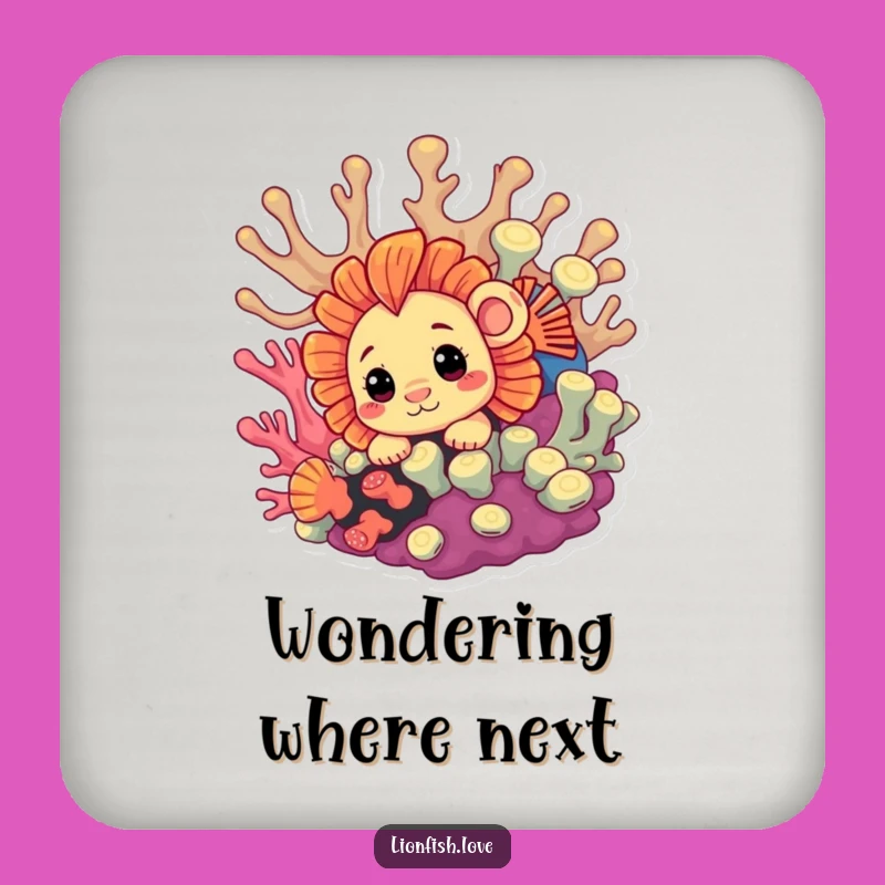 Funny Curious Lionfish Coaster Set: Protect Surfaces with Playful Intrigue