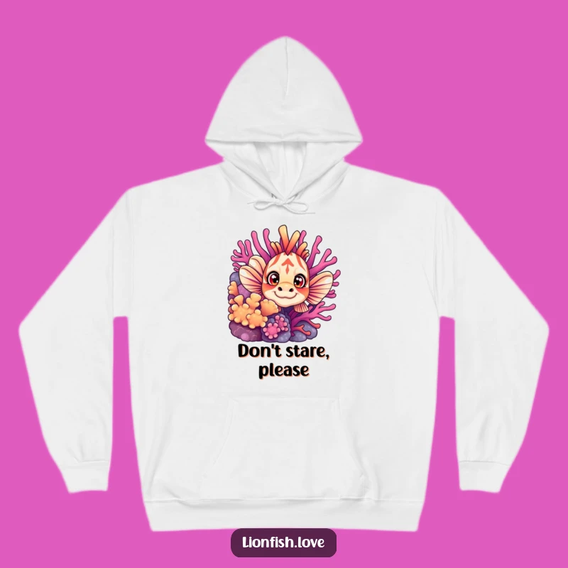 Funny Curious Lionfish Hoodie: Cozy Wide-Eyed Ocean Design & Perfect Gift