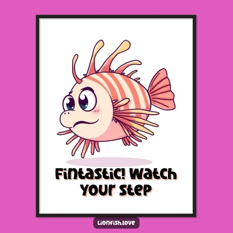 Free Printable Wall Art: Clumsy Lionfish's Surprising Dive Downloadable Decor