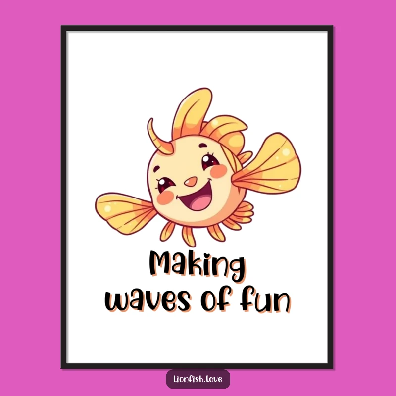 Free Printable Wall Art: Flipping Lionfish, Funny Downloadable Decor for Aquatic Charm