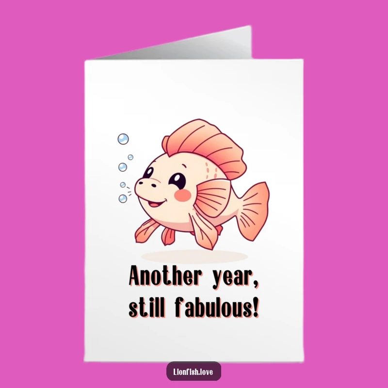 Free Printable Birthday Card: Playful Lionfish Bubbles, Funny Downloadable Gift