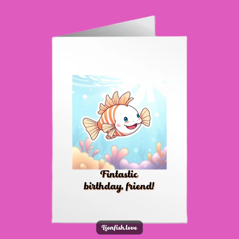 Free Printable Birthday Card: Happy Lionfish Swimming, Funny Downloadable Gift