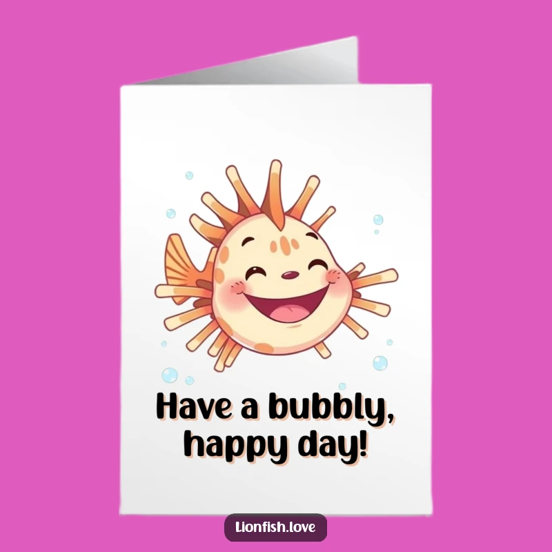 Free Printable Birthday Card: Grinning Lionfish Spreads Joy Downloadable Gift