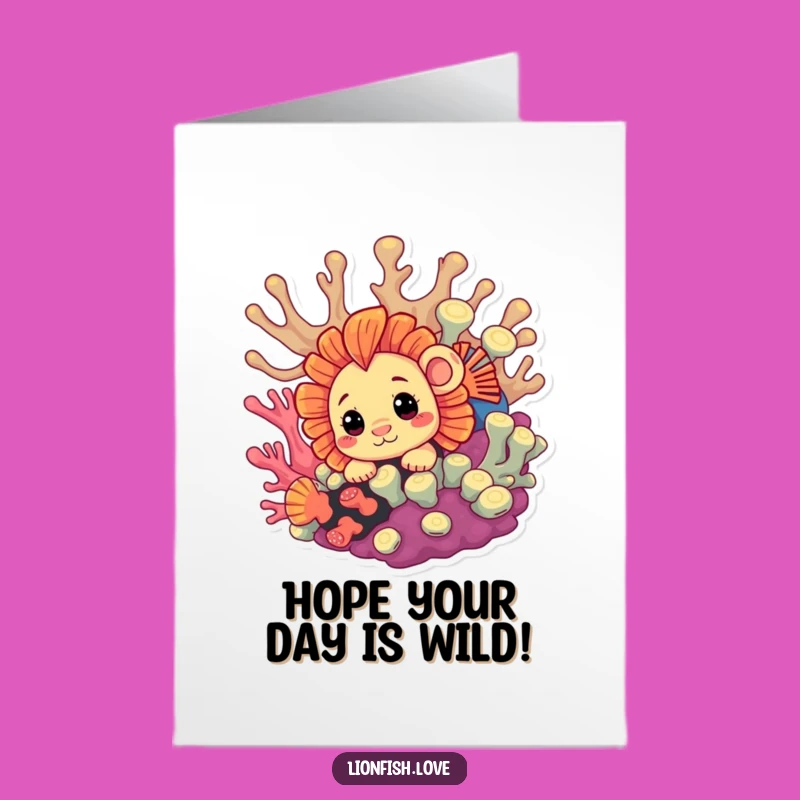 Free Printable Birthday Card: Peeking Lionfish, Funny Downloadable Greeting for Surprise Celebrations