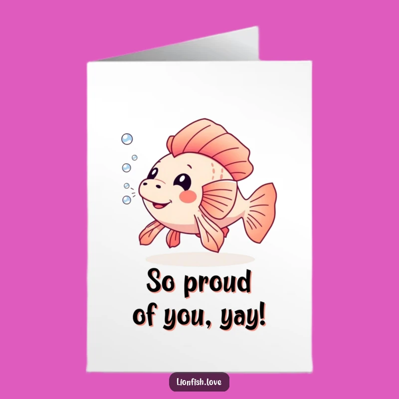 Free Printable Congrats Card: Playful Lionfish Bubbles, Funny Downloadable Gift