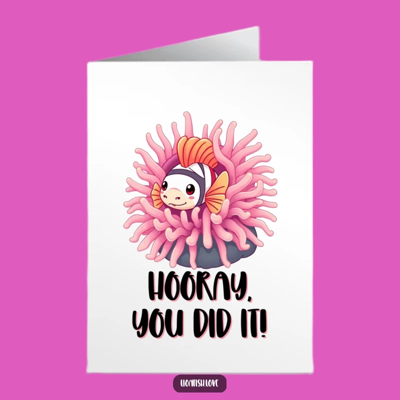 Free Printable Congrats Card: Shy Lionfish Peek-a-Boo, Funny Downloadable Gift