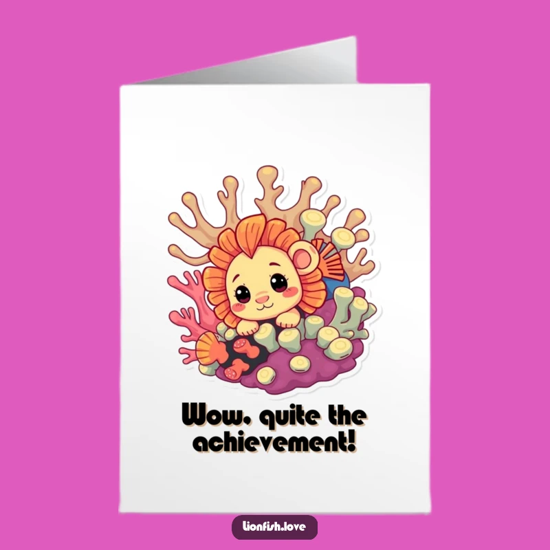 Free Printable Congrats Card: Lionfish Peek Congratulations, Funny Downloadable for Hidden Triumphs