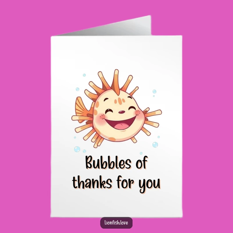 Free Printable Thank You Card: Grinning Lionfish Thanks You Downloadable Gift
