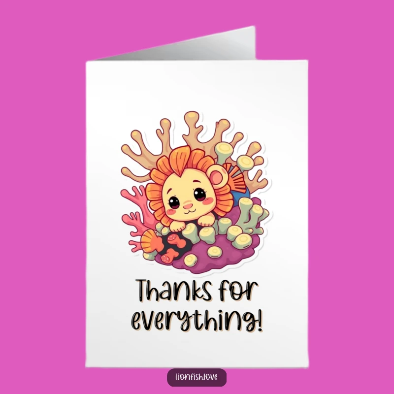 Free Printable Thank You Card: Lionfish Peek Thanks, Funny Downloadable for Subtle Appreciation