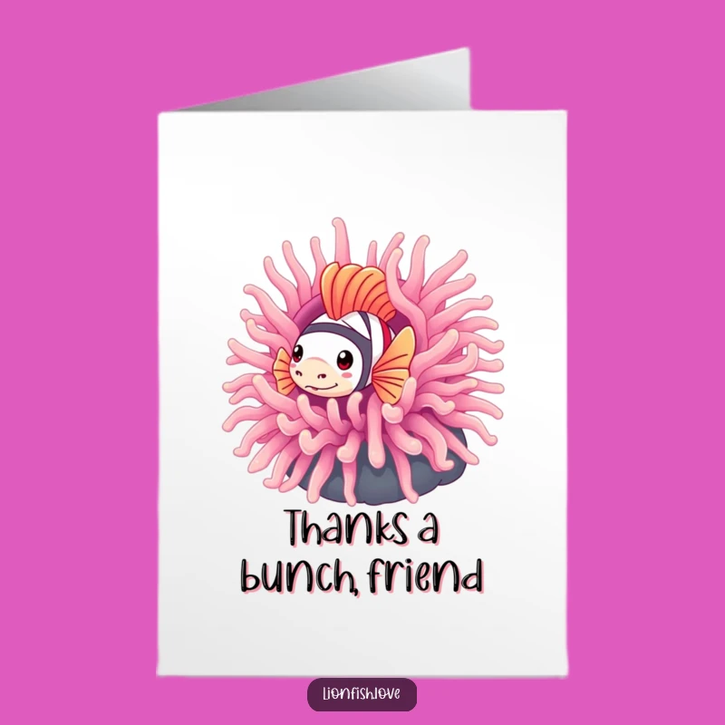 Free Printable Thank You Card: Shy Lionfish Peek-a-Boo, Funny Downloadable Gift