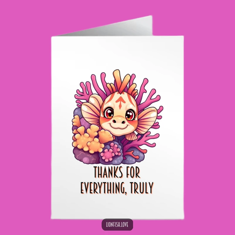 Free Printable Thank You Card: Curious Lionfish Expresses Gratitude Downloadable Gift