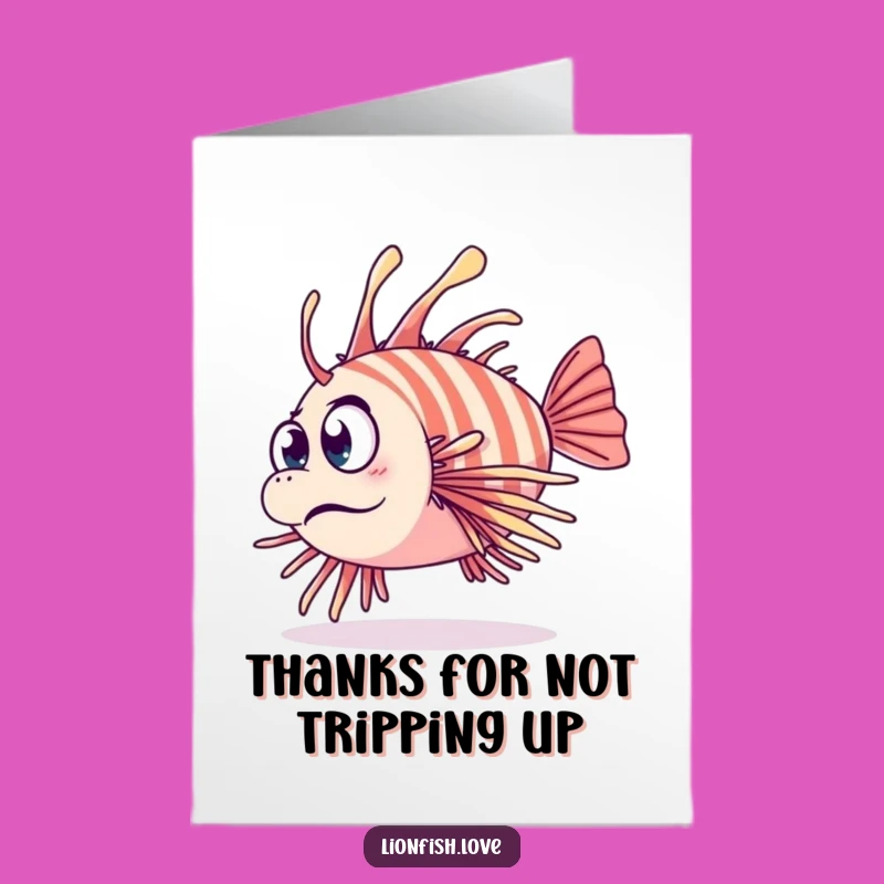 Free Printable Thank You Card: Clumsy Lionfish's Awkward Thanks Downloadable Gift