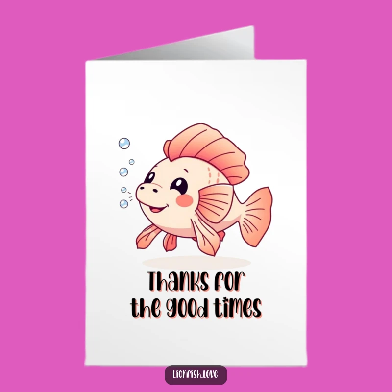 Free Printable Thank You Card: Playful Lionfish Bubbles, Funny Downloadable Gift
