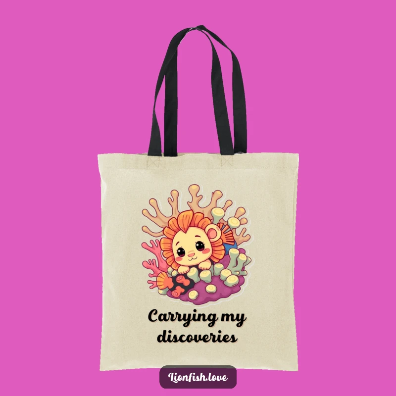 Funny Curious Lionfish Tote Bag: Carry Your Secrets, Great Funny Gift